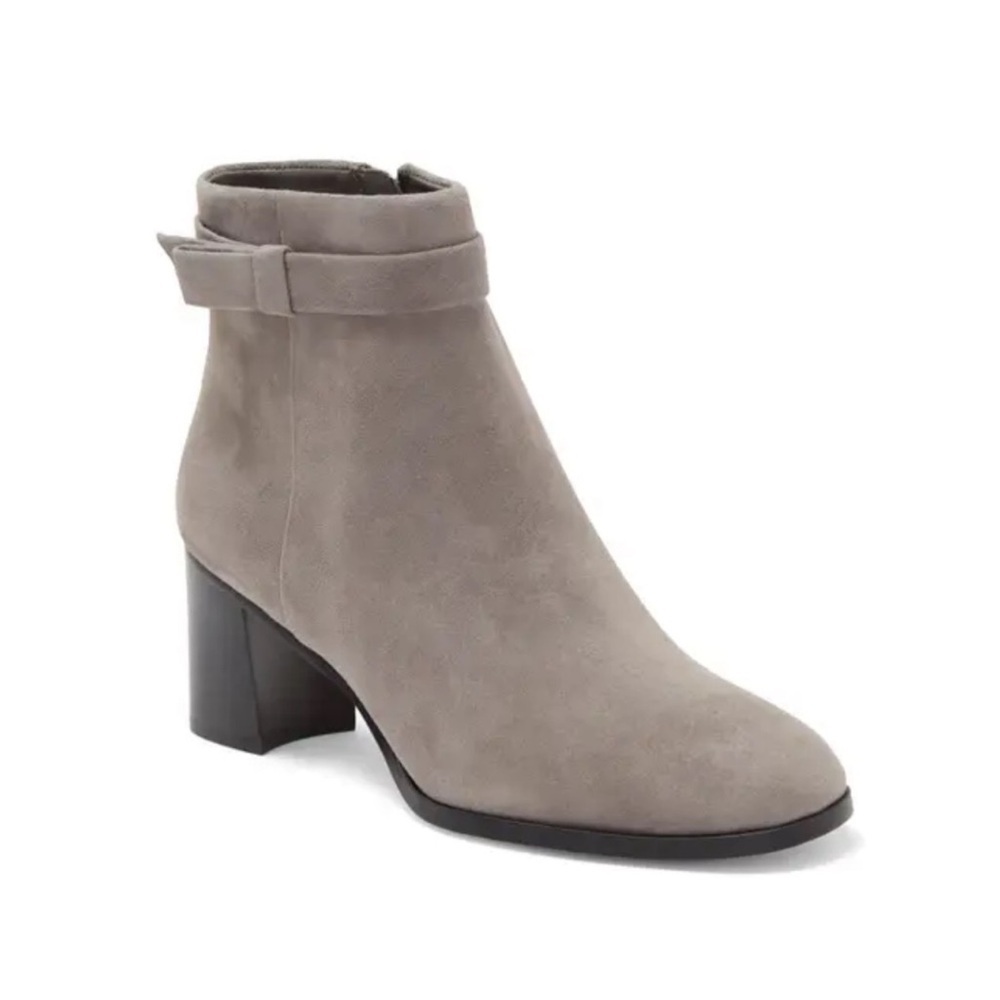 NEW Kate Spade Madelaine Strap Heeled Suede Booties Hare Grey Size 8